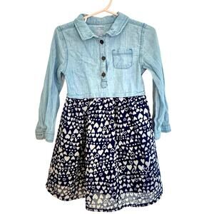 4t half denim navy flower dress